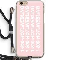 CaseCompany Hotline bling pink: iPhone 6 / 6S Transparant Hoesje met koord