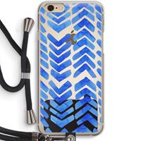 CaseCompany Blauwe pijlen: iPhone 6 / 6S Transparant Hoesje met koord