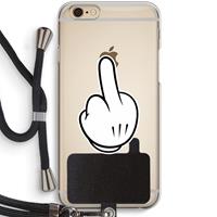 CaseCompany Middle finger black: iPhone 6 / 6S Transparant Hoesje met koord