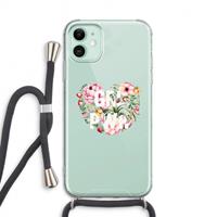 CaseCompany GRL PWR Flower: iPhone 11 Transparant Hoesje met koord