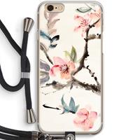 CaseCompany Japanse bloemen: iPhone 6 / 6S Transparant Hoesje met koord