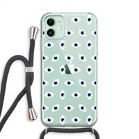 CaseCompany Eyes pattern: iPhone 11 Transparant Hoesje met koord