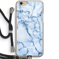 CaseCompany Blauw marmer: iPhone 6 / 6S Transparant Hoesje met koord