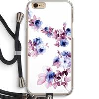 CaseCompany Waterverf bloemen: iPhone 6 / 6S Transparant Hoesje met koord