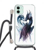 CaseCompany Yin Yang Dragons: iPhone 11 Transparant Hoesje met koord