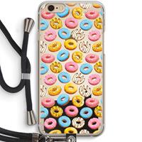 CaseCompany Pink donuts: iPhone 6 / 6S Transparant Hoesje met koord
