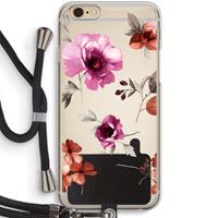 CaseCompany Geschilderde bloemen: iPhone 6 / 6S Transparant Hoesje met koord