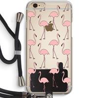 CaseCompany Anything Flamingoes: iPhone 6 / 6S Transparant Hoesje met koord