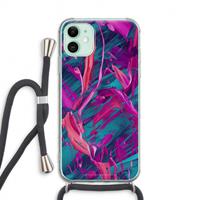 CaseCompany Pink Clouds: iPhone 11 Transparant Hoesje met koord