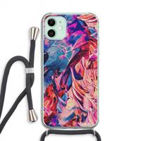 CaseCompany Pink Orchard: iPhone 11 Transparant Hoesje met koord