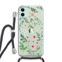 CaseCompany Botanical sweet flower heaven: iPhone 11 Transparant Hoesje met koord