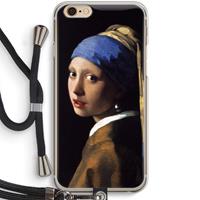 CaseCompany The Pearl Earring: iPhone 6 / 6S Transparant Hoesje met koord