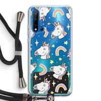 CaseCompany Rainbow Unicorn: Huawei P20 Lite (2019) Transparant Hoesje met koord