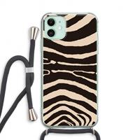 CaseCompany Arizona Zebra: iPhone 11 Transparant Hoesje met koord