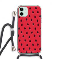 CaseCompany Watermelon: iPhone 11 Transparant Hoesje met koord