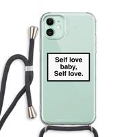 CaseCompany Self love: iPhone 11 Transparant Hoesje met koord