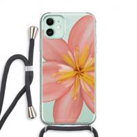 CaseCompany Pink Ellila Flower: iPhone 11 Transparant Hoesje met koord