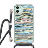 CaseCompany Watercolor Agate: iPhone 11 Transparant Hoesje met koord