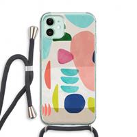 CaseCompany Bold Rounded Shapes: iPhone 11 Transparant Hoesje met koord