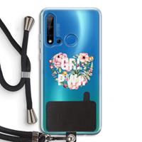 CaseCompany GRL PWR Flower: Huawei P20 Lite (2019) Transparant Hoesje met koord