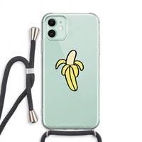 CaseCompany Banana: iPhone 11 Transparant Hoesje met koord