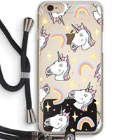 CaseCompany Rainbow Unicorn: iPhone 6 / 6S Transparant Hoesje met koord