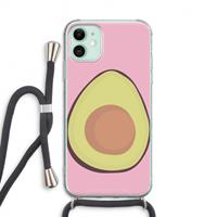 CaseCompany Avocado: iPhone 11 Transparant Hoesje met koord