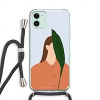 CaseCompany Leaf: iPhone 11 Transparant Hoesje met koord