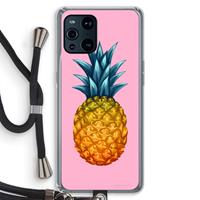 CaseCompany Grote ananas: Oppo Find X3 Transparant Hoesje met koord
