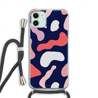 CaseCompany Memphis Shapes Pink: iPhone 11 Transparant Hoesje met koord