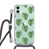 CaseCompany Monstera leaves: iPhone 11 Transparant Hoesje met koord