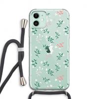 CaseCompany Small white flowers: iPhone 11 Transparant Hoesje met koord