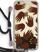 CaseCompany Hands dark: iPhone 6 / 6S Transparant Hoesje met koord