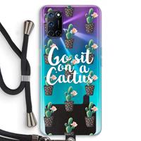CaseCompany Cactus quote: Oppo A92 Transparant Hoesje met koord