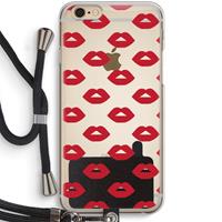 CaseCompany Lips: iPhone 6 / 6S Transparant Hoesje met koord