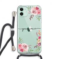 CaseCompany Rozen: iPhone 11 Transparant Hoesje met koord