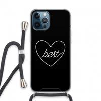 CaseCompany Best heart black: iPhone 13 Pro Max Transparant Hoesje met koord