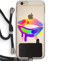 CaseCompany Lip Palette: iPhone 6 / 6S Transparant Hoesje met koord