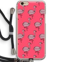 CaseCompany Flamingo: iPhone 6 / 6S Transparant Hoesje met koord