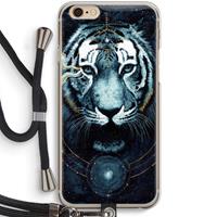 CaseCompany Darkness Tiger: iPhone 6 / 6S Transparant Hoesje met koord
