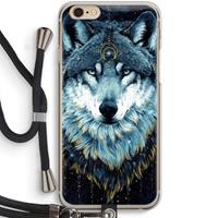 CaseCompany Darkness Wolf: iPhone 6 / 6S Transparant Hoesje met koord