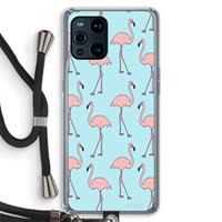 CaseCompany Anything Flamingoes: Oppo Find X3 Transparant Hoesje met koord