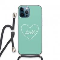 CaseCompany Best heart pastel: iPhone 13 Pro Max Transparant Hoesje met koord
