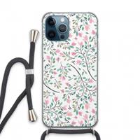 CaseCompany Sierlijke bloemen: iPhone 13 Pro Max Transparant Hoesje met koord