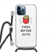 CaseCompany Fries before guys: iPhone 13 Pro Max Transparant Hoesje met koord