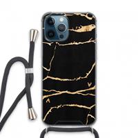 CaseCompany Gouden marmer: iPhone 13 Pro Max Transparant Hoesje met koord