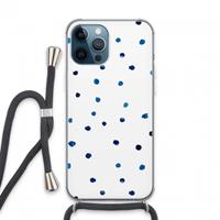 CaseCompany Blauwe stippen: iPhone 13 Pro Max Transparant Hoesje met koord