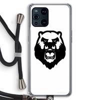 CaseCompany Angry Bear (white): Oppo Find X3 Transparant Hoesje met koord