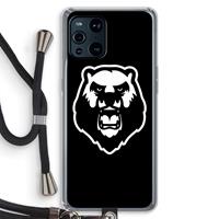 CaseCompany Angry Bear (black): Oppo Find X3 Transparant Hoesje met koord