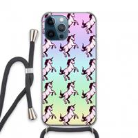 CaseCompany Musketon Unicorn: iPhone 13 Pro Max Transparant Hoesje met koord